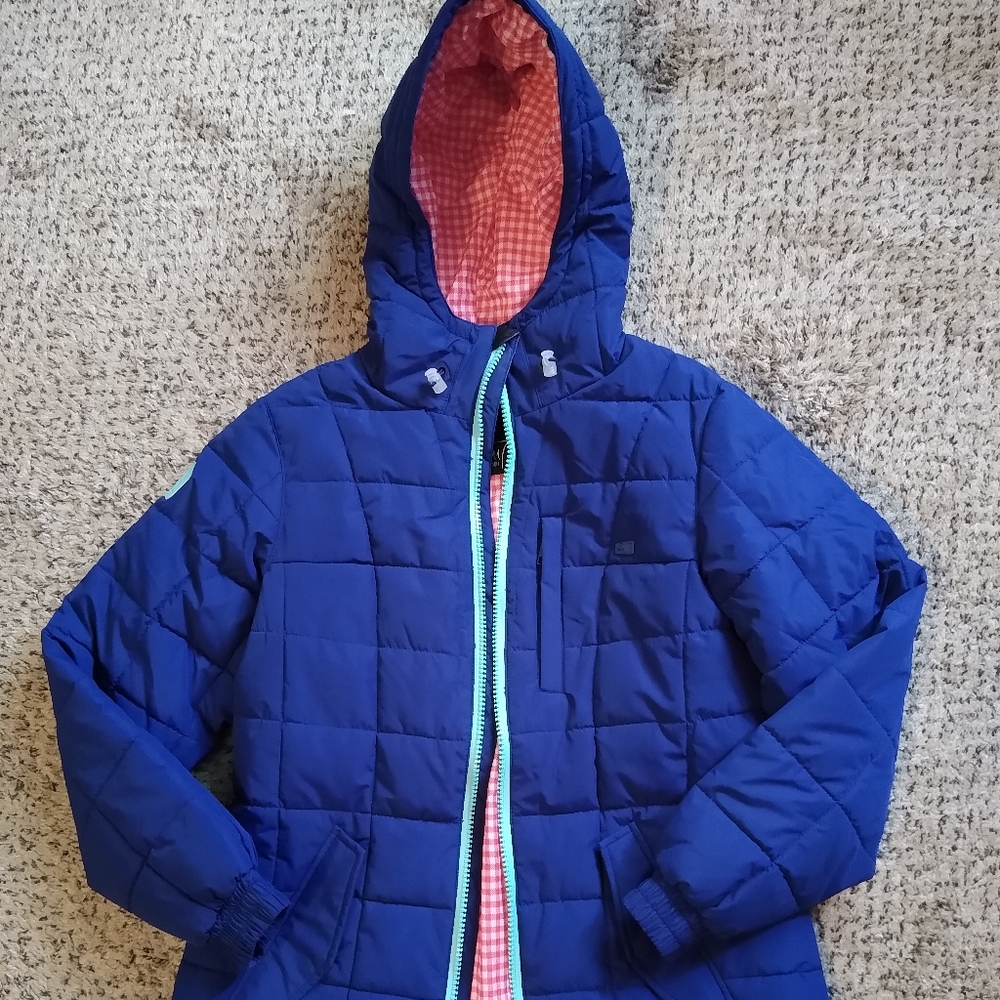 2117 of Sweden Snow Coat royal blue with red and white checkered lining size sm